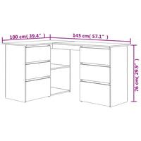 Thumbnail for Eckschreibtisch Betongrau 145x100x76 cm Holzwerkstoff