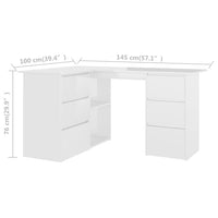 Thumbnail for Eckschreibtisch Hochglanz-Weiß 145x100x76 cm Holzwerkstoff
