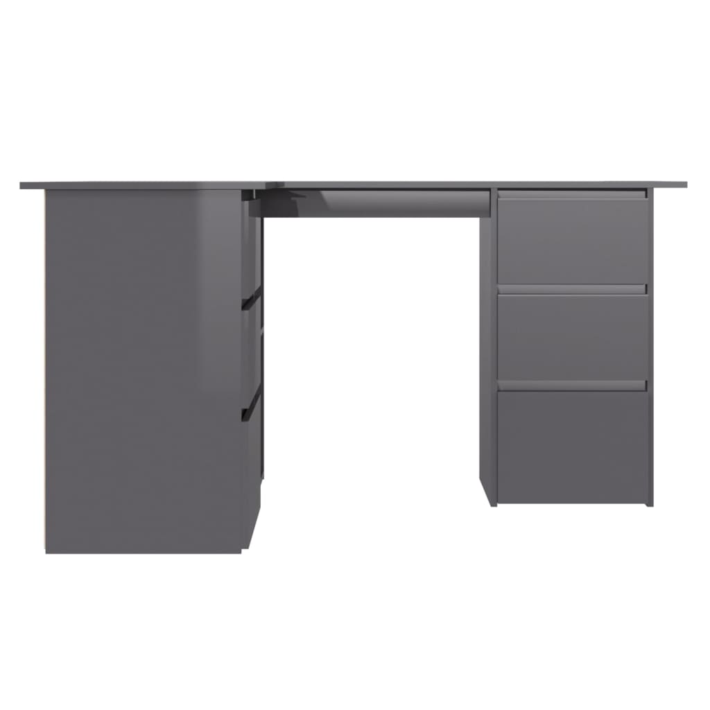 Eckschreibtisch Hochglanz-Grau 145x100x76 cm Holzwerkstoff