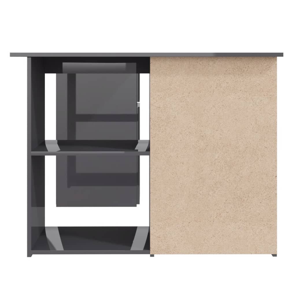 Eckschreibtisch Hochglanz-Grau 145x100x76 cm Holzwerkstoff