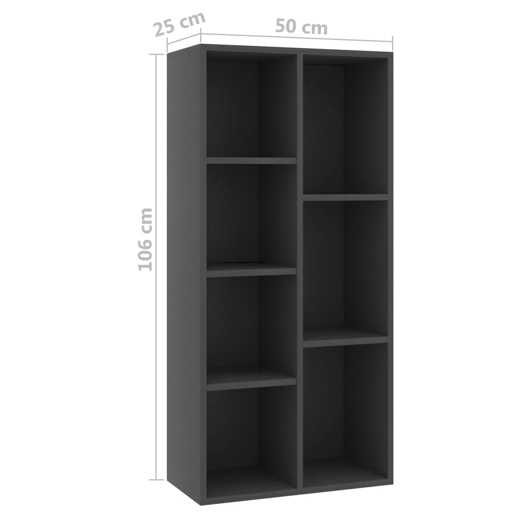 Bücherregal Grau 50x25x106 cm Holzwerkstoff