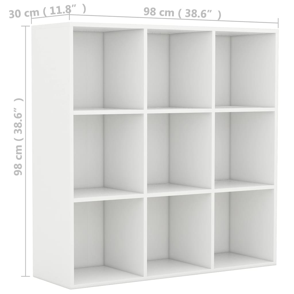 Bücherregal Weiß 98x30x98 cm Holzwerkstoff