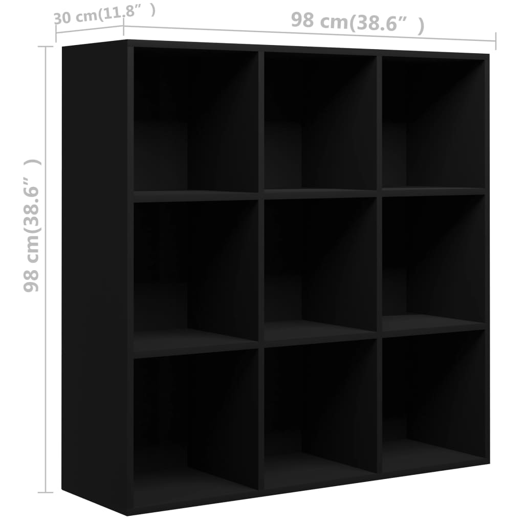 Bücherregal Schwarz 98x30x98 cm Holzwerkstoff