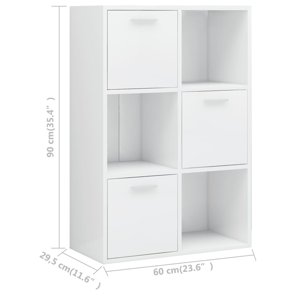 Lagerschrank Hochglanz-Weiß 60 x 29,5 x 90 cm Spanplatte