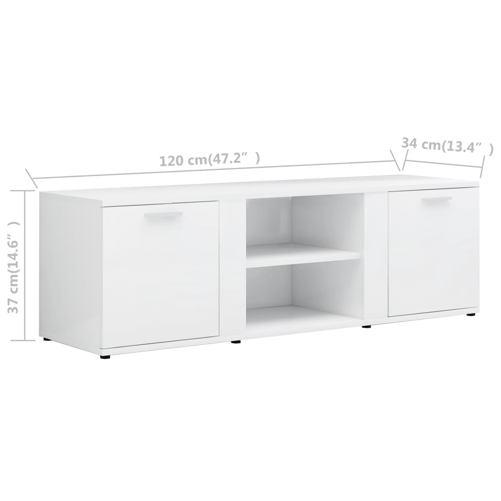 TV-Schrank Hochglanz-Weiß 120x34x37 cm Holzwerkstoff