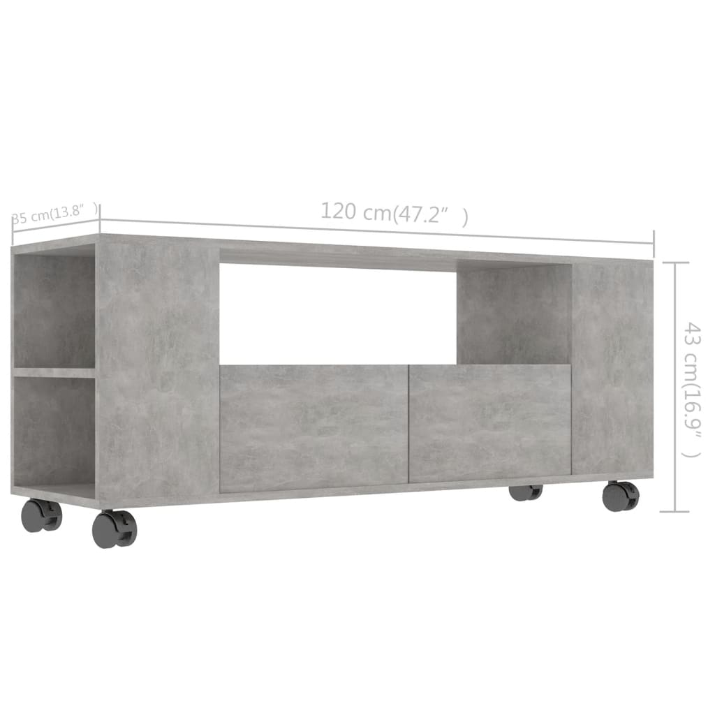 TV-Schrank Betongrau 120x35x43 cm Holzwerkstoff