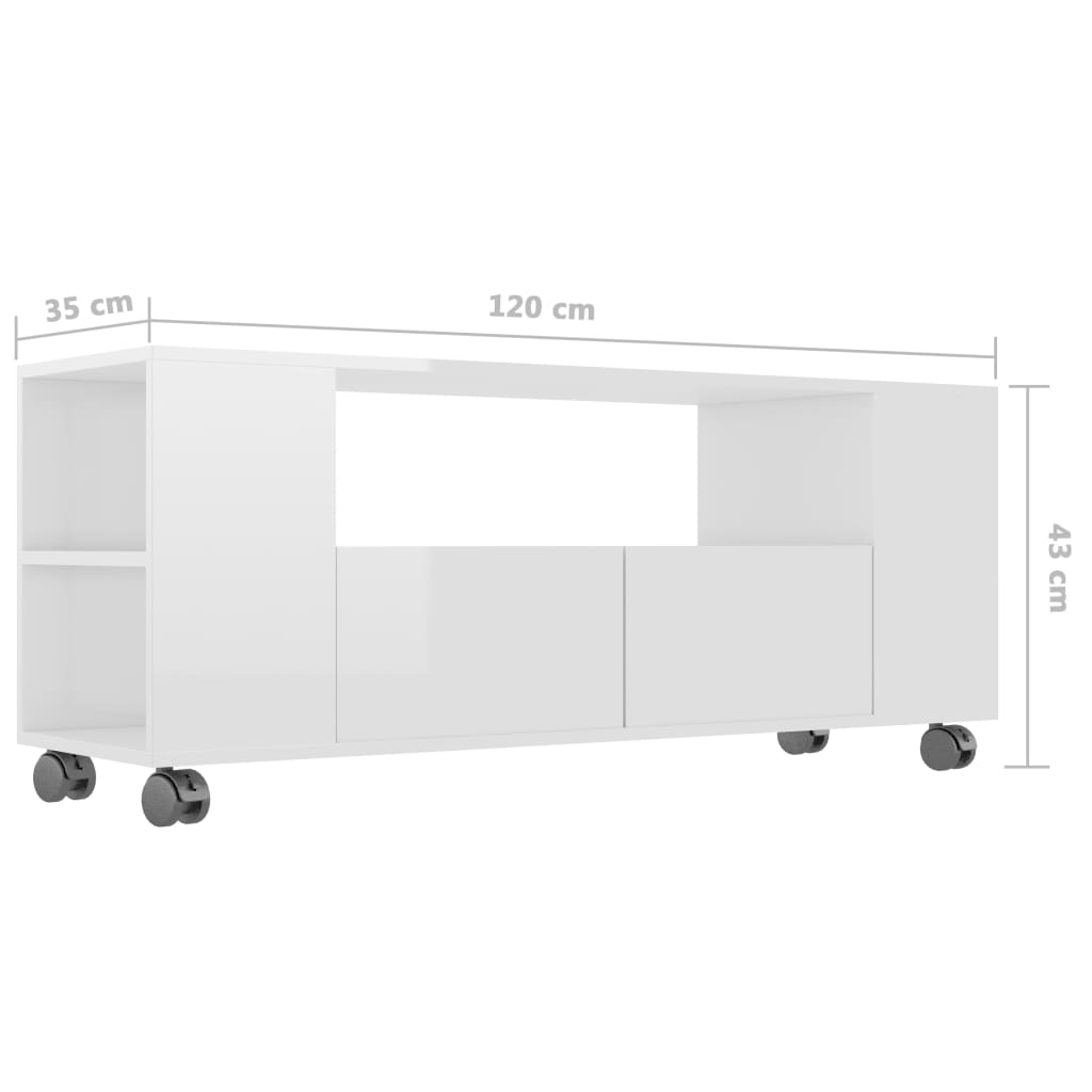 TV-Schrank Hochglanz-Weiß 120x35x43 cm Holzwerkstoff