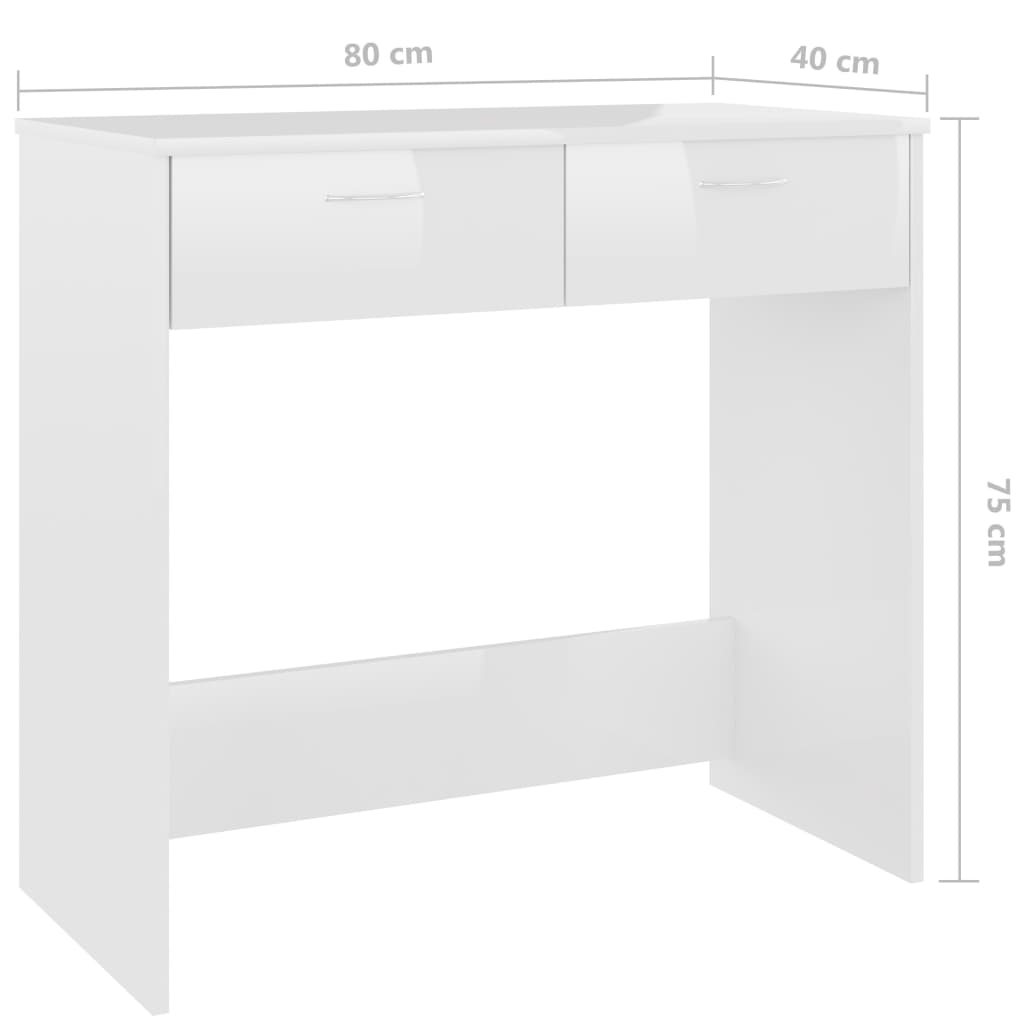 Schreibtisch Hochglanz-Weiß 80x40x75 cm Holzwerkstoff