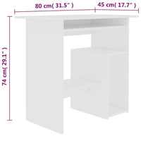 Thumbnail for Schreibtisch Weiß 80x45x74 cm Holzwerkstoff