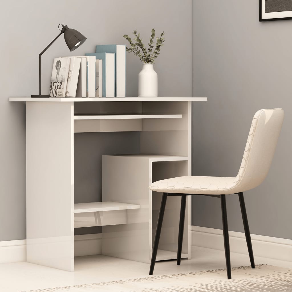 Schreibtisch Hochglanz-Weiß 80x45x74 cm Holzwerkstoff