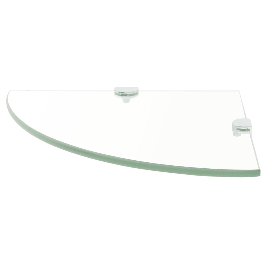 Eckregale 2 Stk. mit verchromten Halterungen Glas Transparent