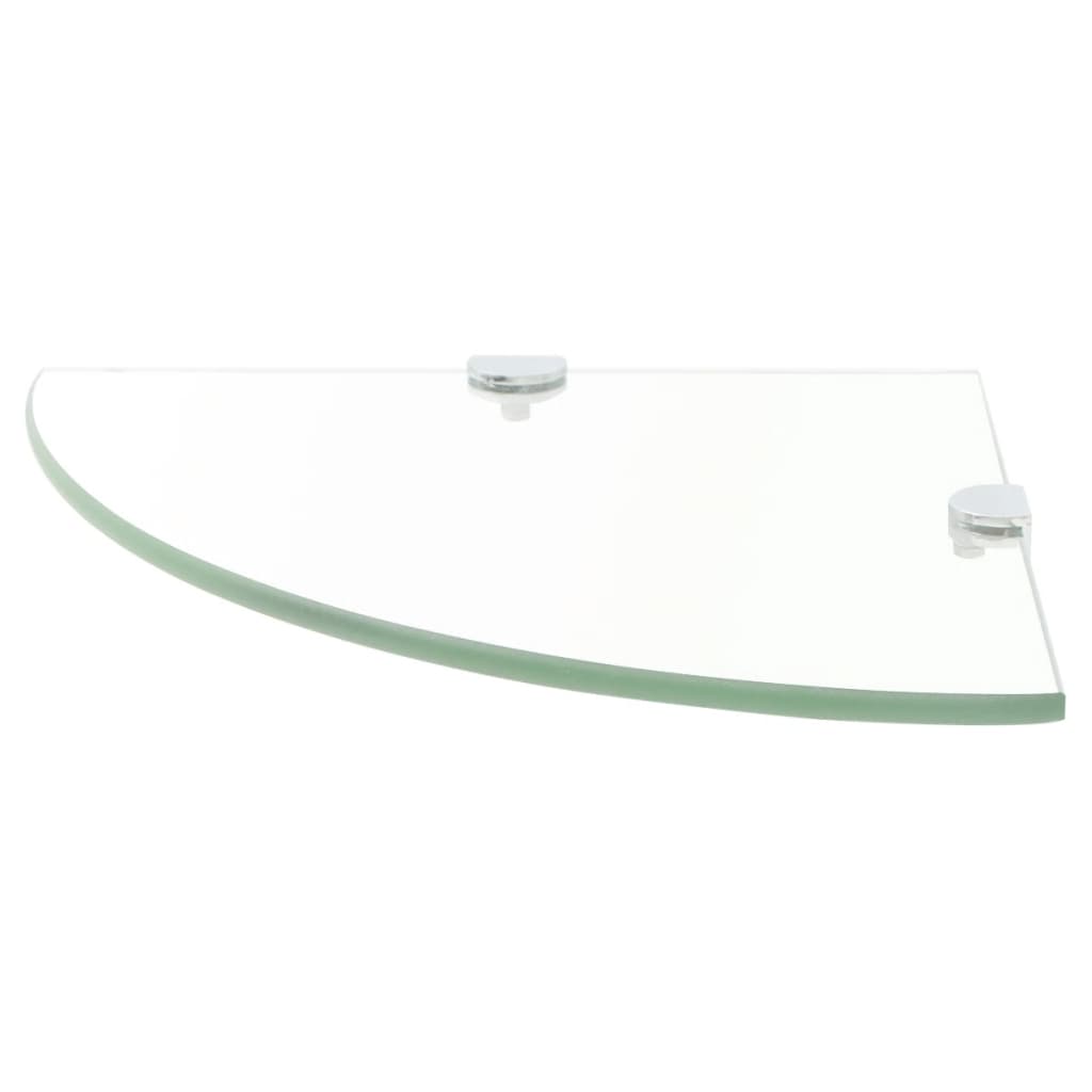 Eckregale 2 Stk. mit verchromten Halterungen Glas Transparent