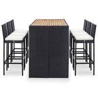 Thumbnail for 7-tlg. Gartenbar-Set mit Auflagen Poly Rattan Schwarz