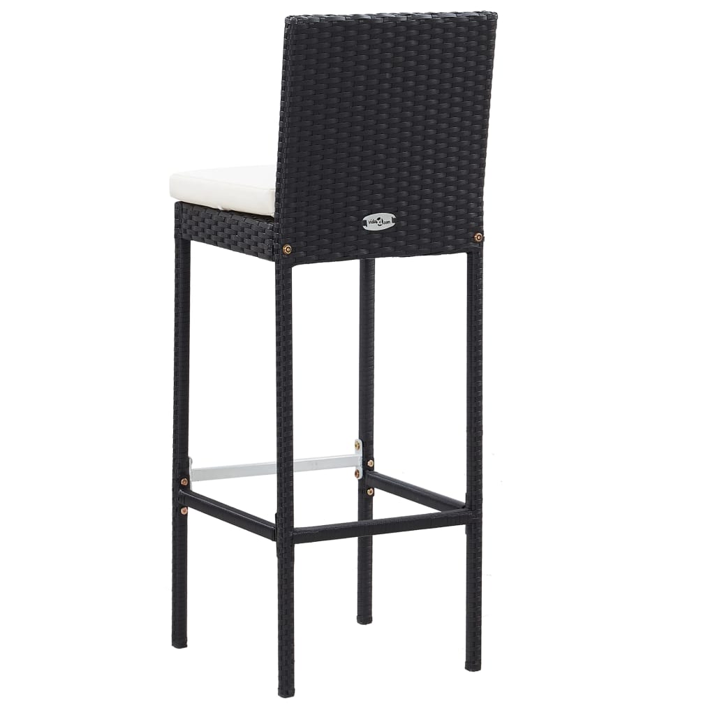 7-tlg. Gartenbar-Set mit Auflagen Poly Rattan Schwarz