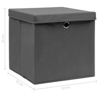 Thumbnail for Aufbewahrungsboxen mit Deckel 10 Stk. Grau 32×32×32 cm Stoff