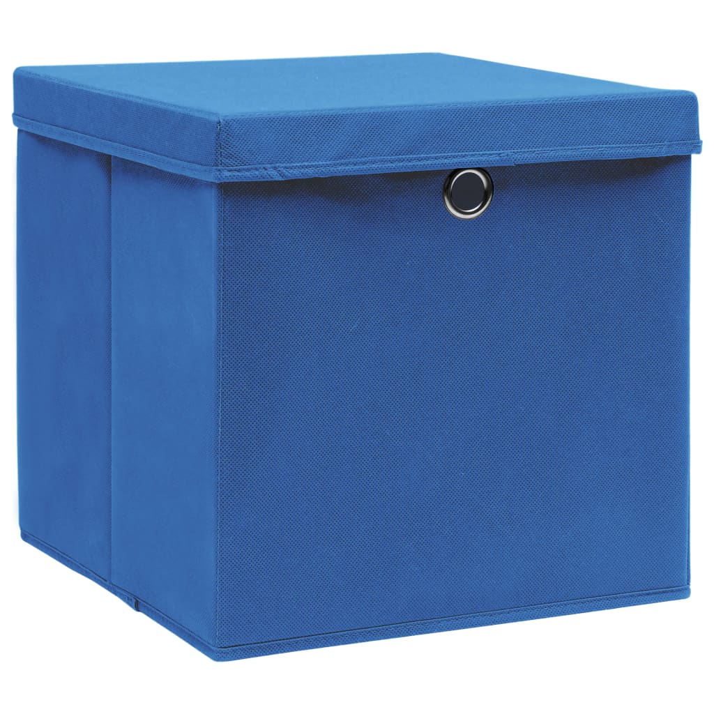 Aufbewahrungsboxen mit Deckel 10 Stk. Blau 32×32×32 cm Stoff