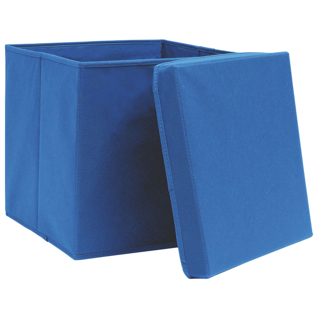 Aufbewahrungsboxen mit Deckel 10 Stk. Blau 32×32×32 cm Stoff