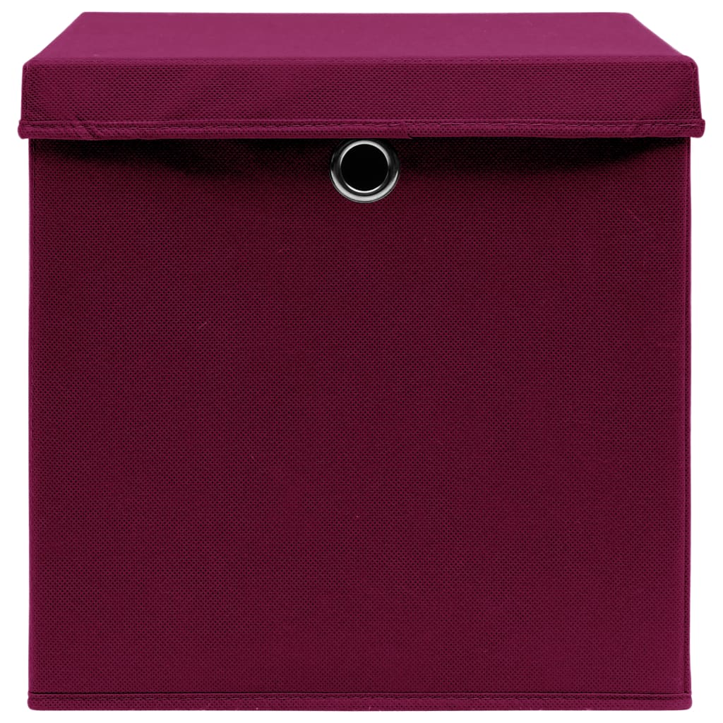 Aufbewahrungsboxen mit Deckel 4 Stk. Dunkelrot 32×32×32cm Stoff