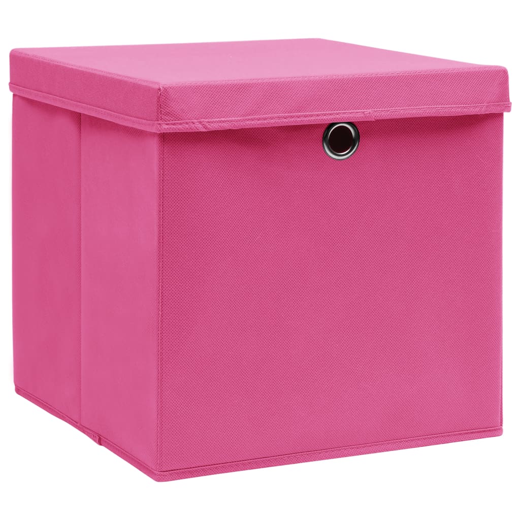 Aufbewahrungsboxen mit Deckel 10 Stk. Rosa 32×32×32cm Stoff