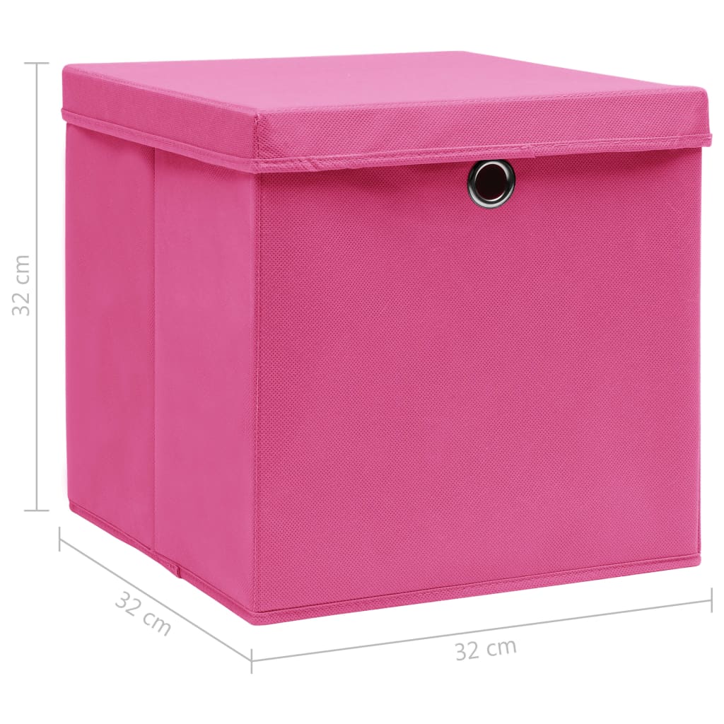 Aufbewahrungsboxen mit Deckel 10 Stk. Rosa 32×32×32cm Stoff