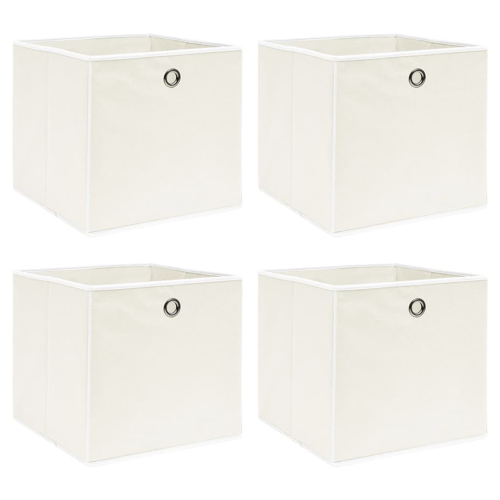 Aufbewahrungsboxen 4 Stk. Weiß 32×32×32 cm Stoff