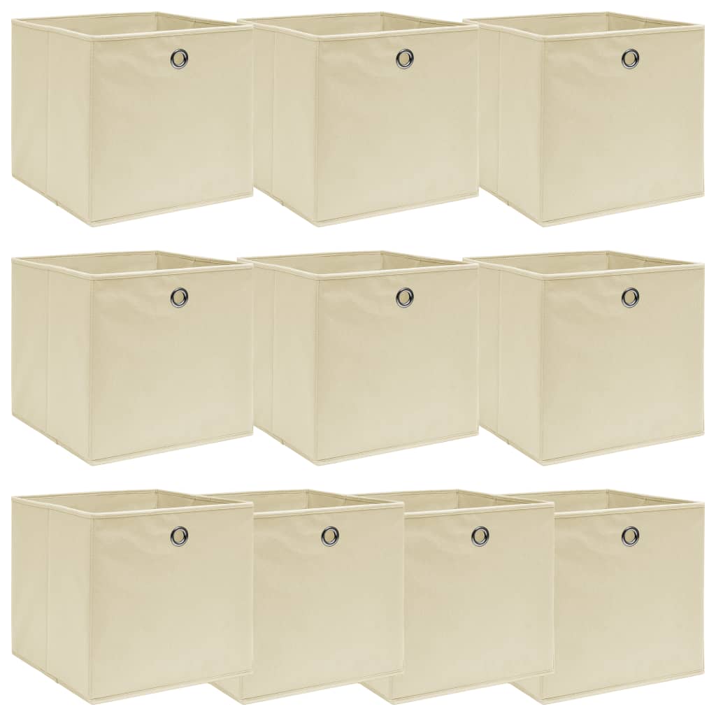 Aufbewahrungsboxen 10 Stk. Creme 32x32x32 cm Stoff
