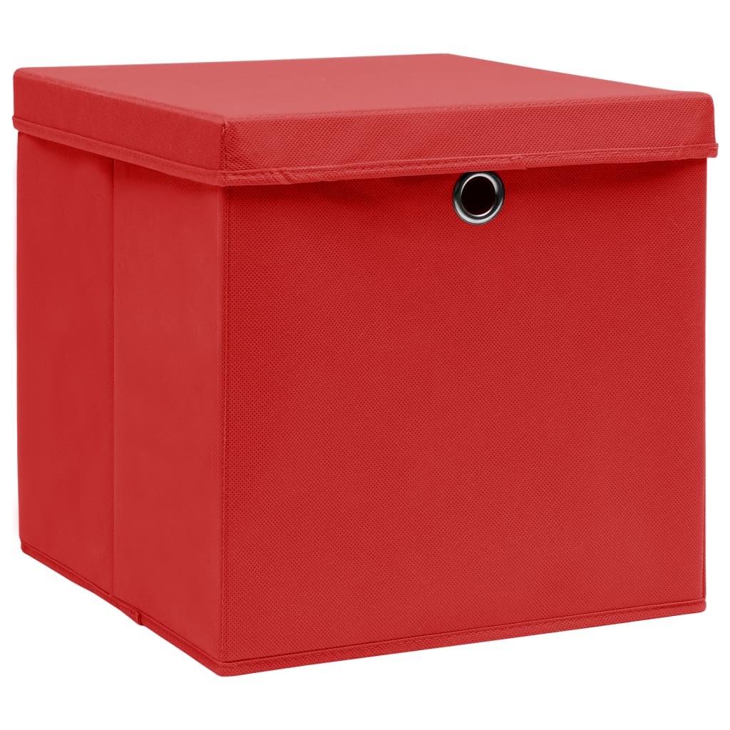 Aufbewahrungsboxen mit Deckel 10 Stk. Rot 32×32×32cm Stoff