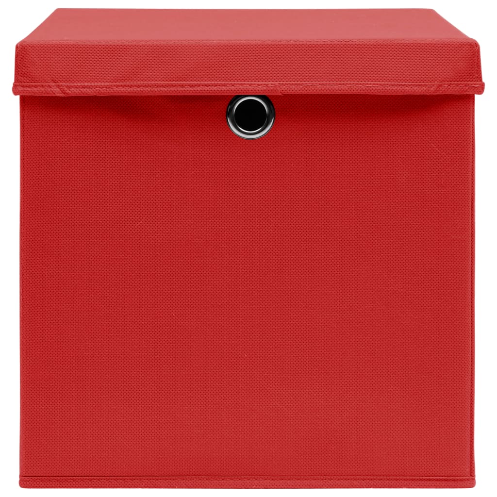 Aufbewahrungsboxen mit Deckel 10 Stk. Rot 32×32×32cm Stoff