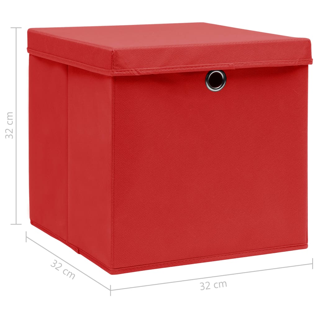 Aufbewahrungsboxen mit Deckel 10 Stk. Rot 32×32×32cm Stoff