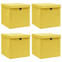 Thumbnail for Aufbewahrungsboxen mit Deckel 4 Stk. Gelb 32×32×32cm Stoff