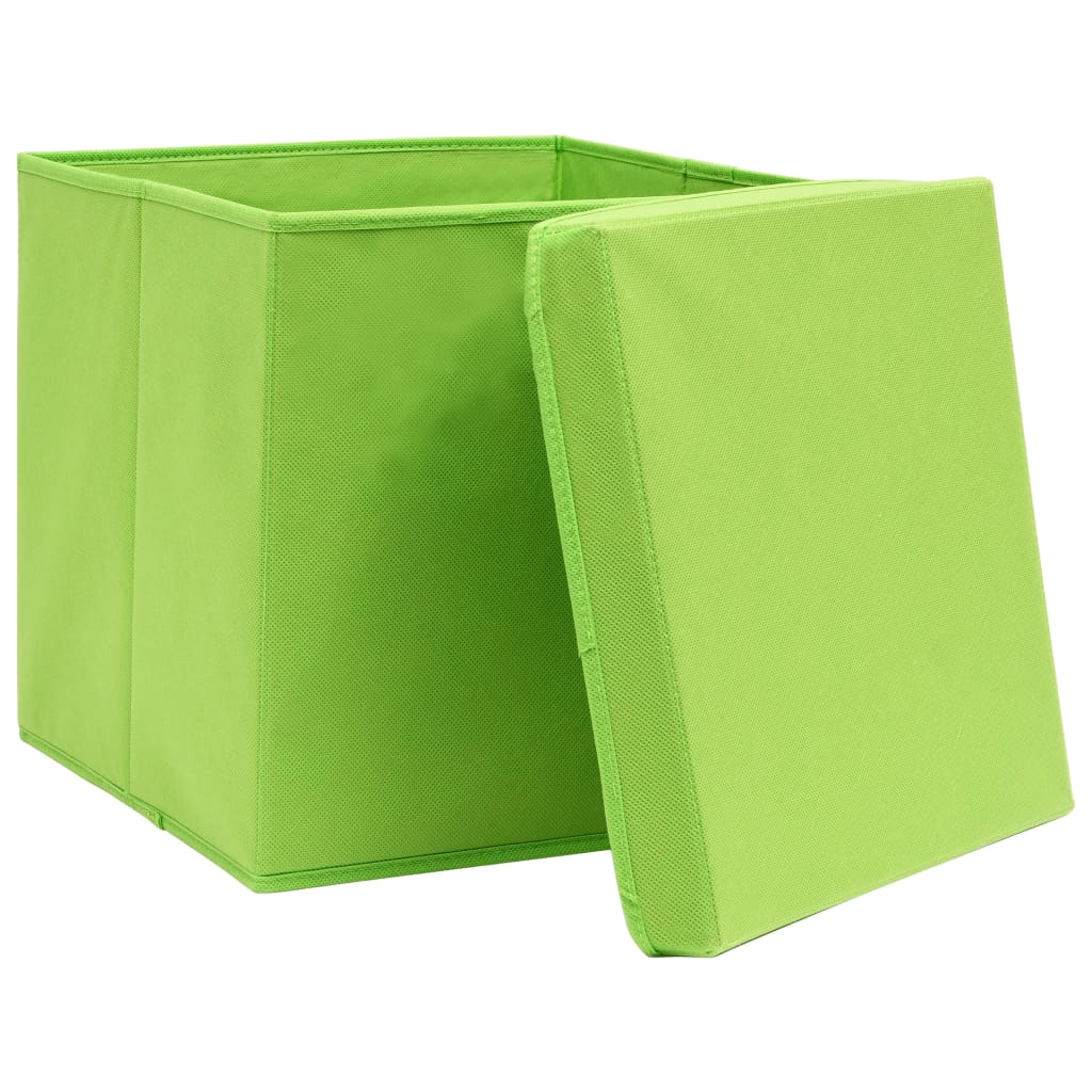 Aufbewahrungsboxen mit Deckel 4 Stk. Grün 32×32×32 cm Stoff