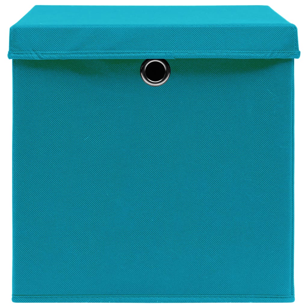 Aufbewahrungsboxen mit Deckel 4 Stk. Babyblau 32×32×32cm Stoff
