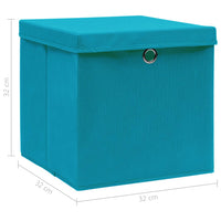 Thumbnail for Aufbewahrungsboxen mit Deckel 4 Stk. Babyblau 32×32×32cm Stoff