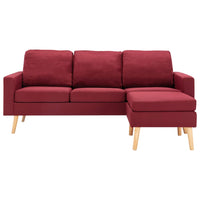 Thumbnail for 3-Sitzer-Sofa mit Hocker Weinrot Stoff