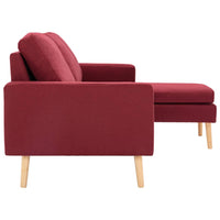Thumbnail for 3-Sitzer-Sofa mit Hocker Weinrot Stoff