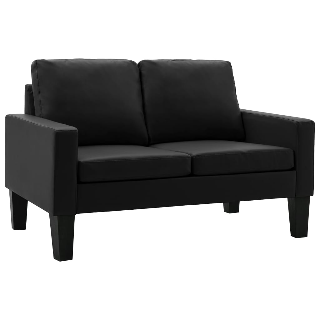 2-Sitzer-Sofa Schwarz Kunstleder