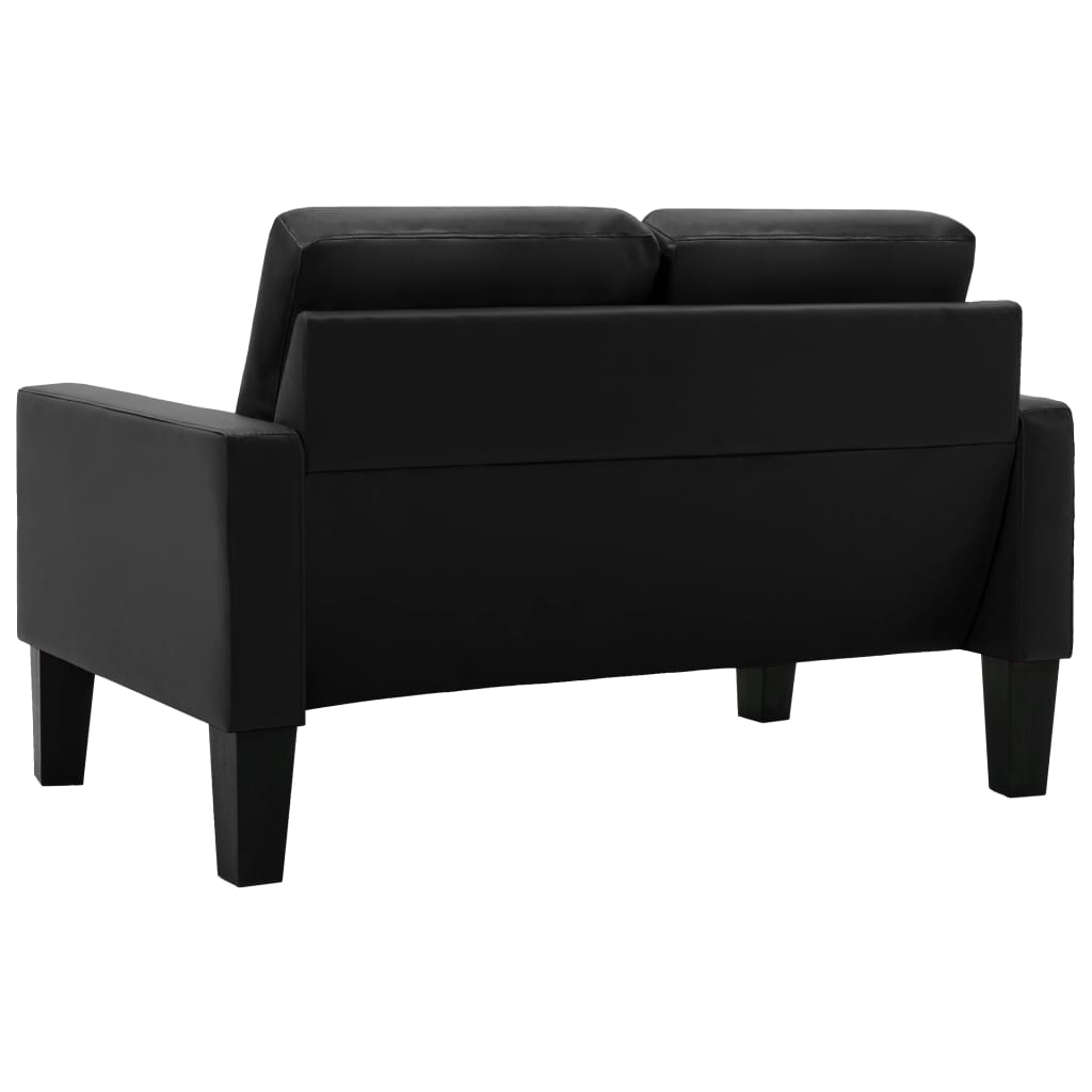 2-Sitzer-Sofa Schwarz Kunstleder