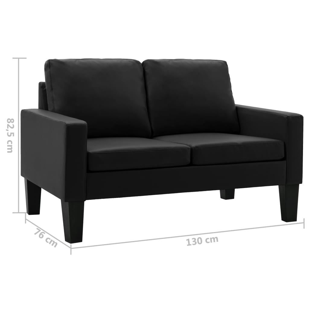 2-Sitzer-Sofa Schwarz Kunstleder