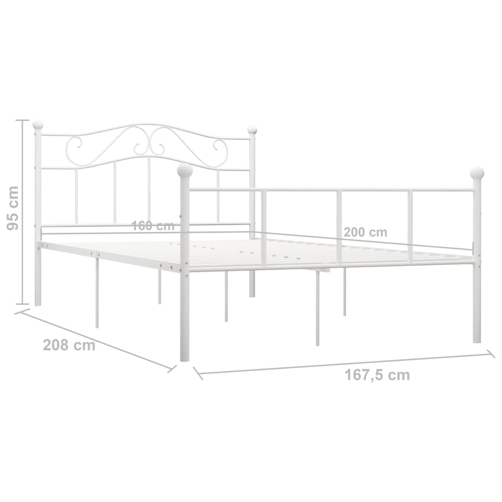 Bettgestell Weiß Metall 160×200 cm