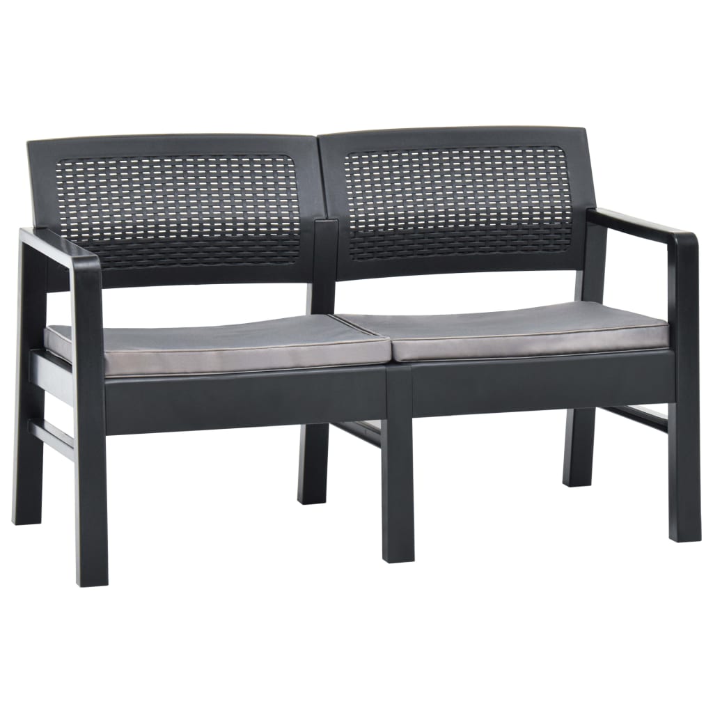 Garten-Lounge-Set mit Auflagen 4-tlg. Kunststoff Anthrazit