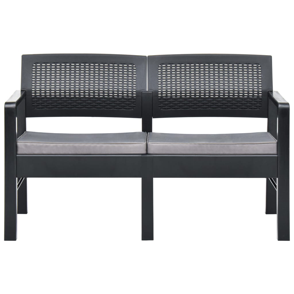 Garten-Lounge-Set mit Auflagen 4-tlg. Kunststoff Anthrazit