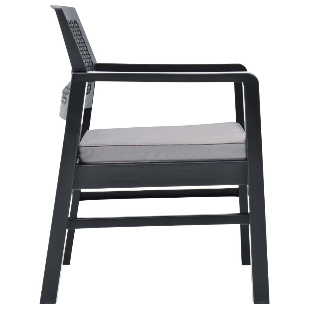 Garten-Lounge-Set mit Auflagen 4-tlg. Kunststoff Anthrazit