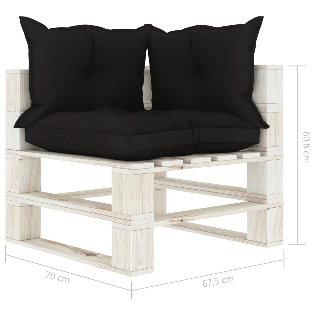 Garten-Paletten-Ecksofa mit schwarzem Kissen Holz