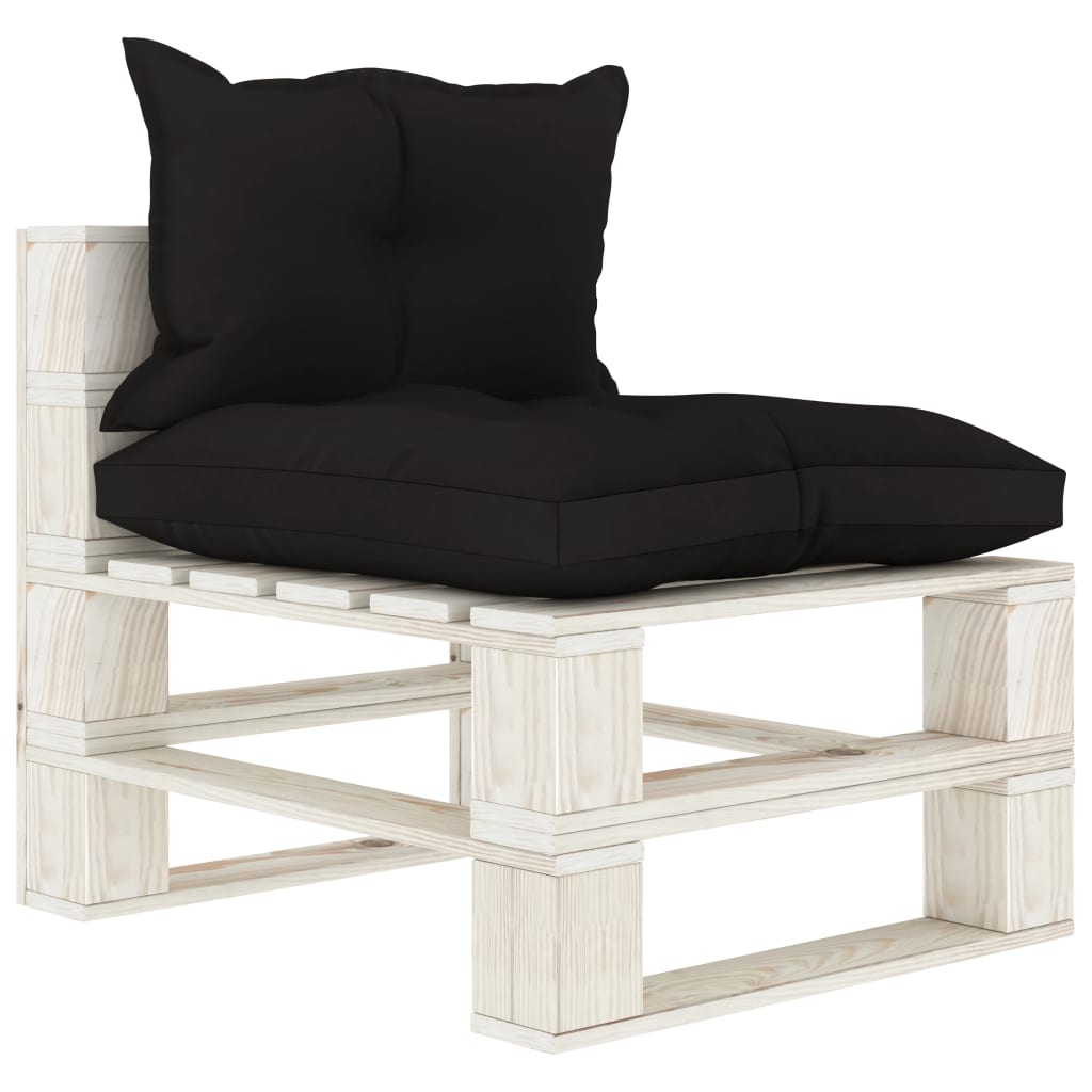 Garten-Paletten-Mittelsofa mit schwarzem Kissen Holz