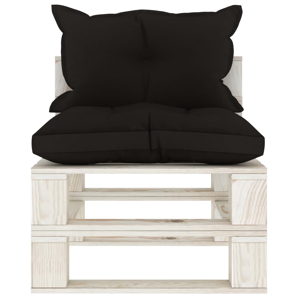 Garten-Paletten-Mittelsofa mit schwarzem Kissen Holz