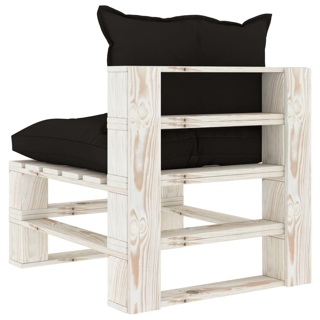Garten-Paletten-Mittelsofa mit schwarzem Kissen Holz
