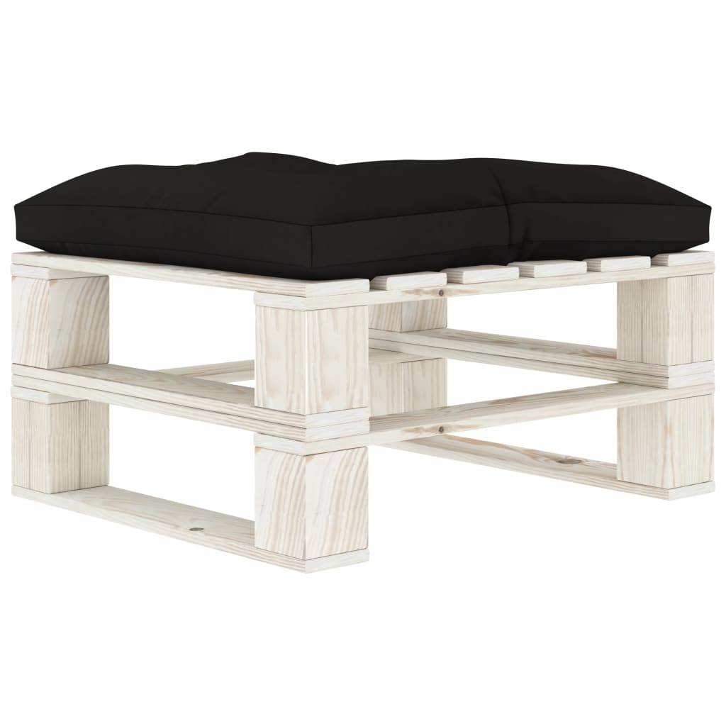 vidaXL Garten-Palettenhocker mit schwarzem Kissen Holz