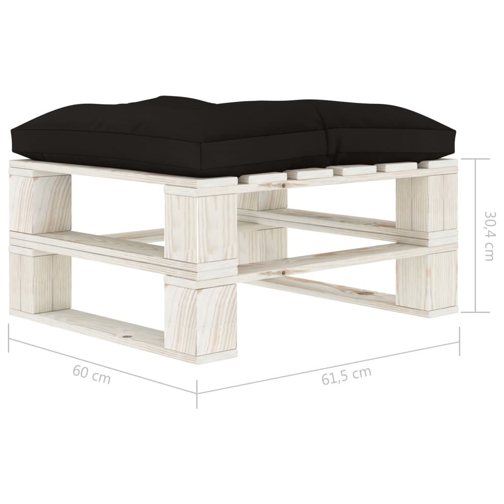 vidaXL Garten-Palettenhocker mit schwarzem Kissen Holz