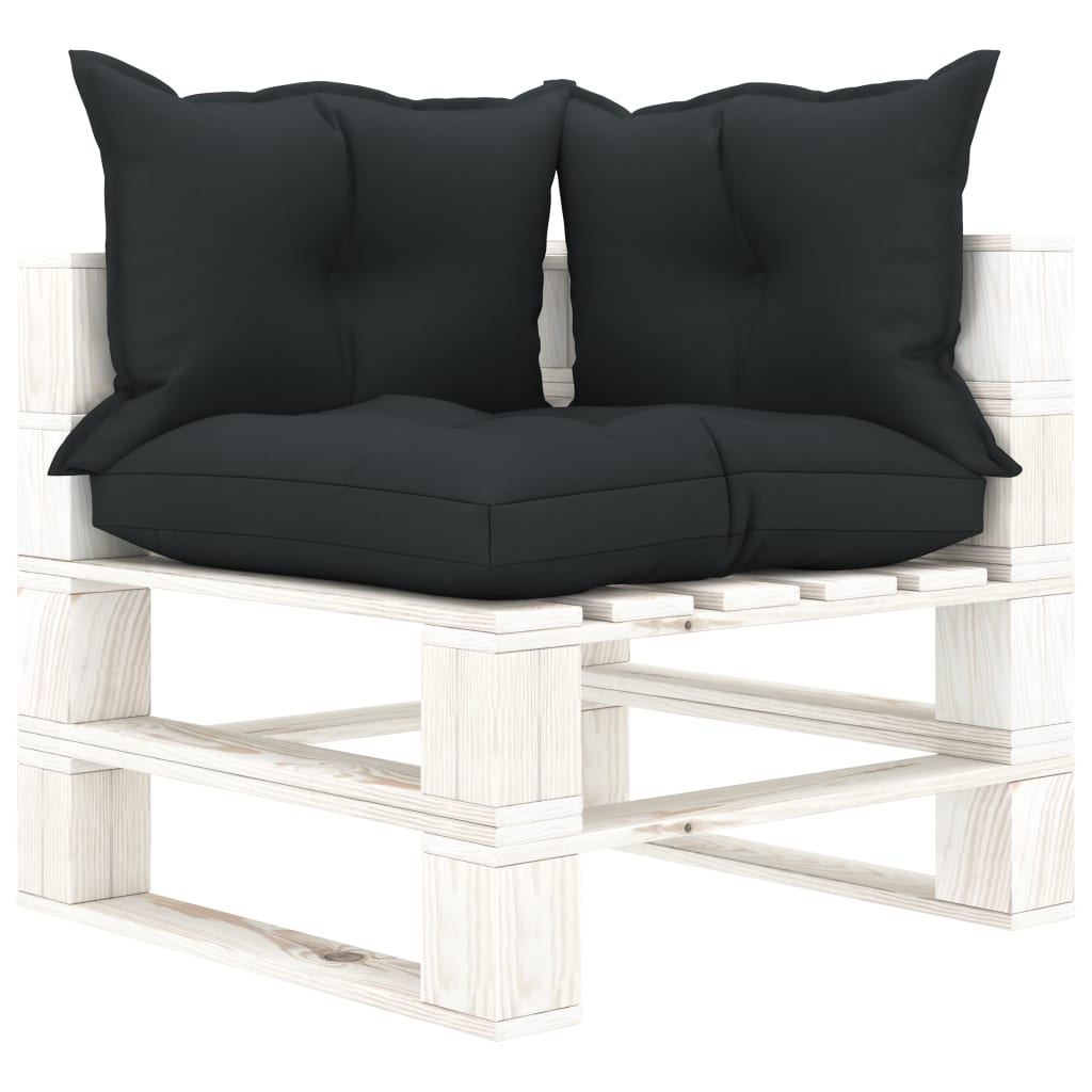 Garten-Paletten-Ecksofa mit Anthrazit-Kissen Holz