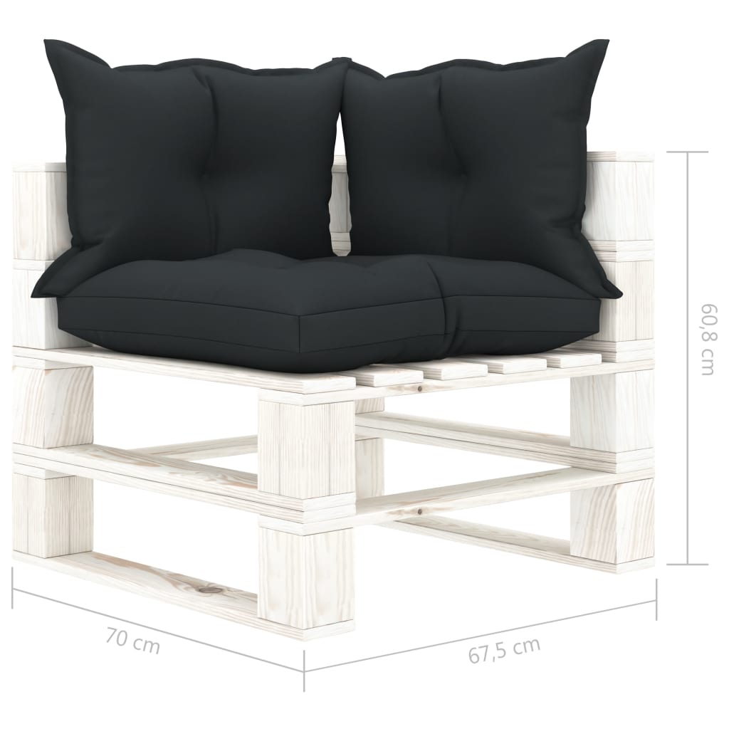 Garten-Paletten-Ecksofa mit Anthrazit-Kissen Holz